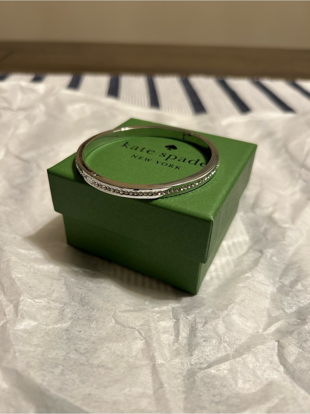 Kate Spade New York Silver Crystal-Accent Bangle Bracelet - Silver - Picture 2 of 5